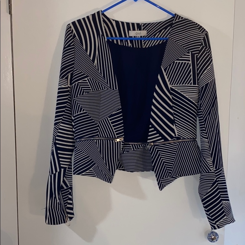 Navy and white blazer